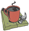 Coffee cup and hammer logo